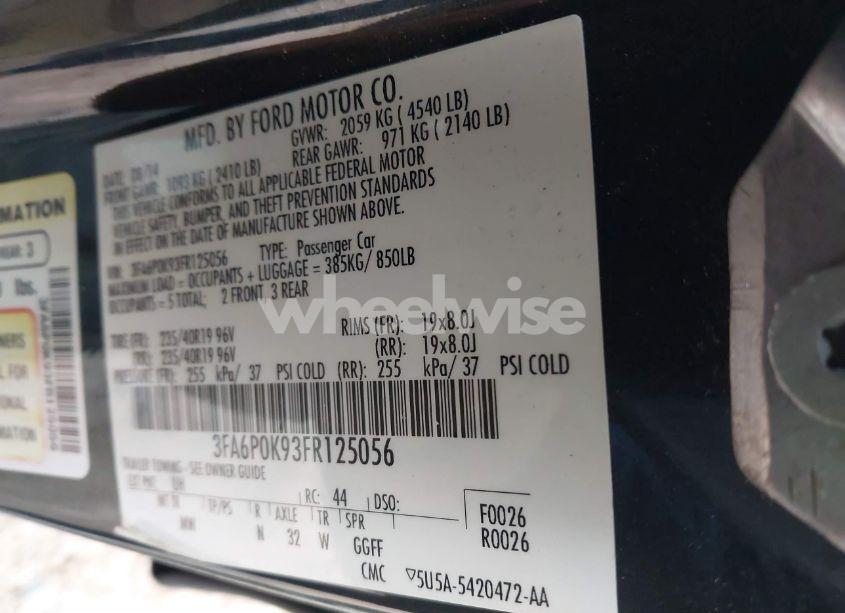 Photo 9 of 2015 Ford Fusion TITANIUM (VIN 3FA6P0K93FR125056)