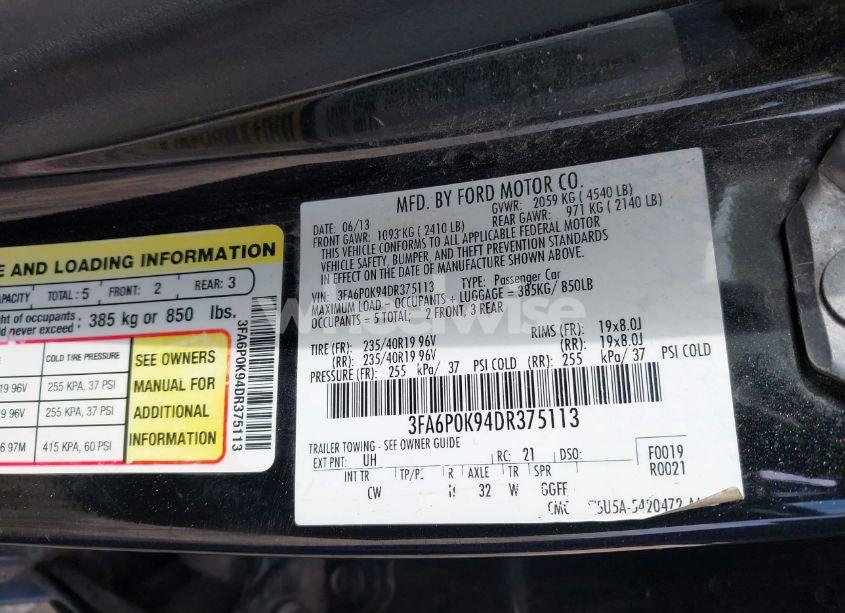 Photo 9 of 2013 Ford Fusion TITANIUM (VIN 3FA6P0K94DR375113)