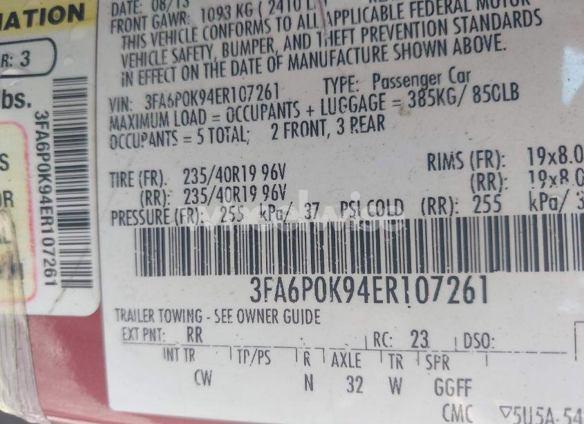 Photo 9 of 2014 Ford Fusion TITANIUM (VIN 3FA6P0K94ER107261)