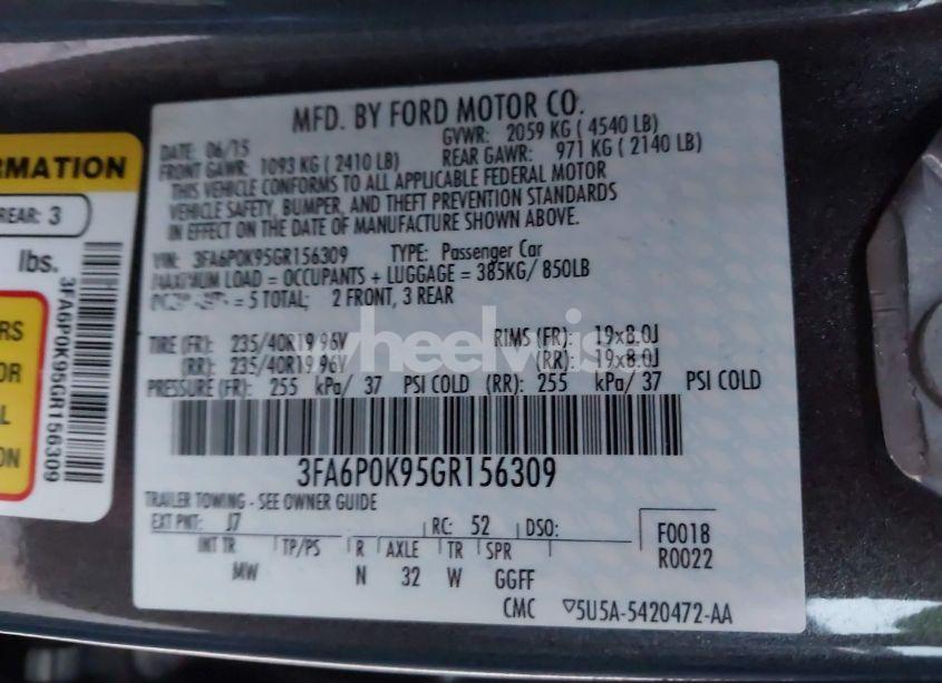 Photo 9 of 2016 Ford Fusion TITANIUM (VIN 3FA6P0K95GR156309)