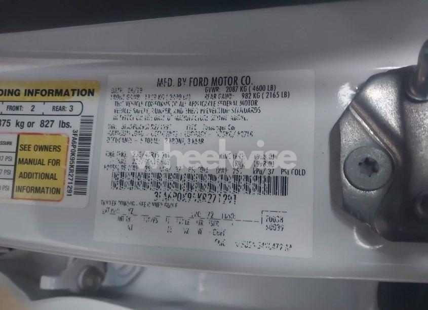 Photo 9 of 2019 Ford Fusion TITANIUM (VIN 3FA6P0K95KR271291)