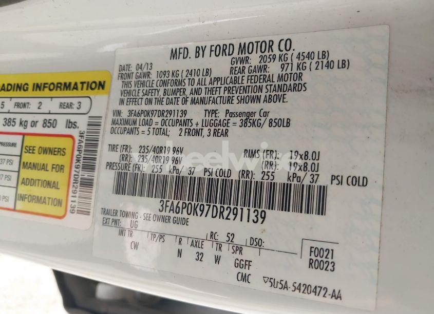 Photo 9 of 2013 Ford Fusion TITANIUM (VIN 3FA6P0K97DR291139)