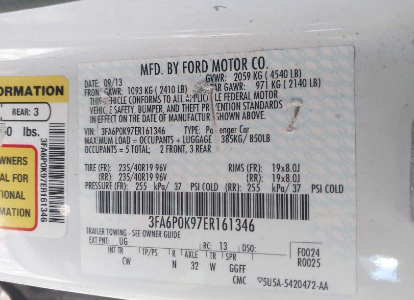 Photo 9 of 2014 Ford Fusion TITANIUM (VIN 3FA6P0K97ER161346)