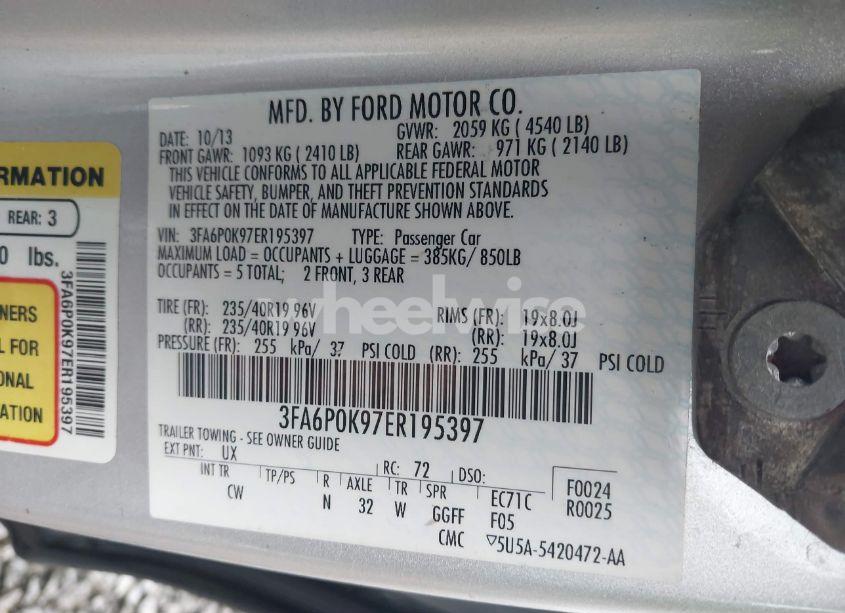 Photo 9 of 2014 Ford Fusion TITANIUM (VIN 3FA6P0K97ER195397)