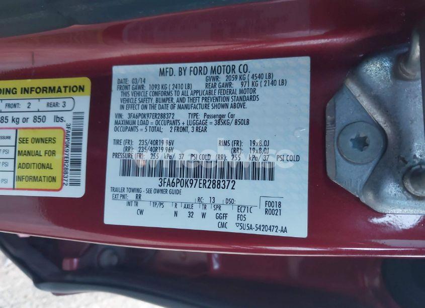 Photo 9 of 2014 Ford Fusion TITANIUM (VIN 3FA6P0K97ER288372)