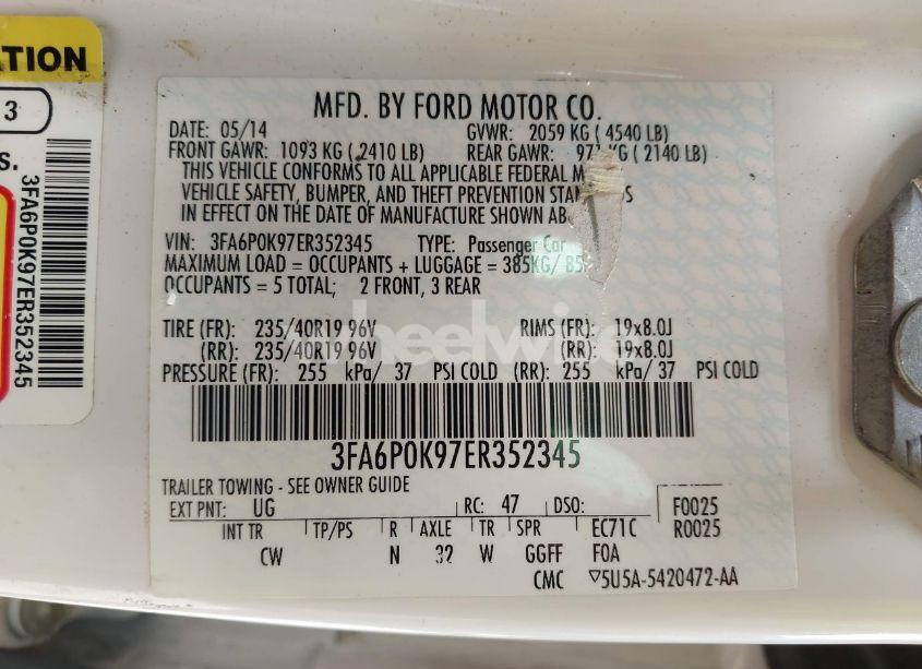 Photo 9 of 2014 Ford Fusion TITANIUM (VIN 3FA6P0K97ER352345)