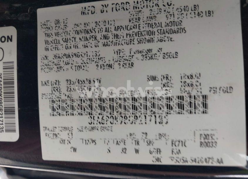 Photo 9 of 2016 Ford Fusion TITANIUM (VIN 3FA6P0K98GR217135)