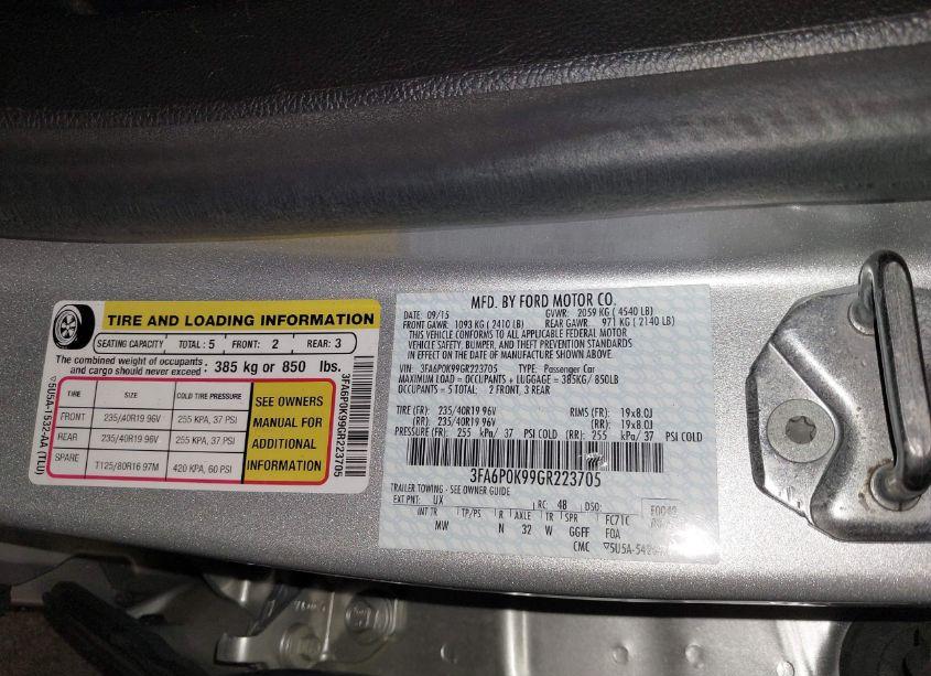 Photo 9 of 2016 Ford Fusion TITANIUM (VIN 3FA6P0K99GR223705)