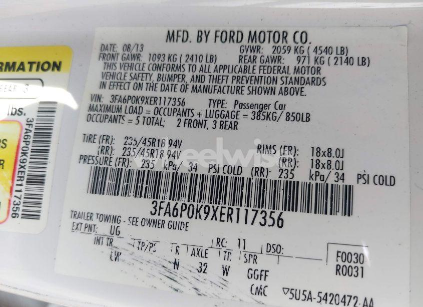 Photo 9 of 2014 Ford Fusion TITANIUM (VIN 3FA6P0K9XER117356)