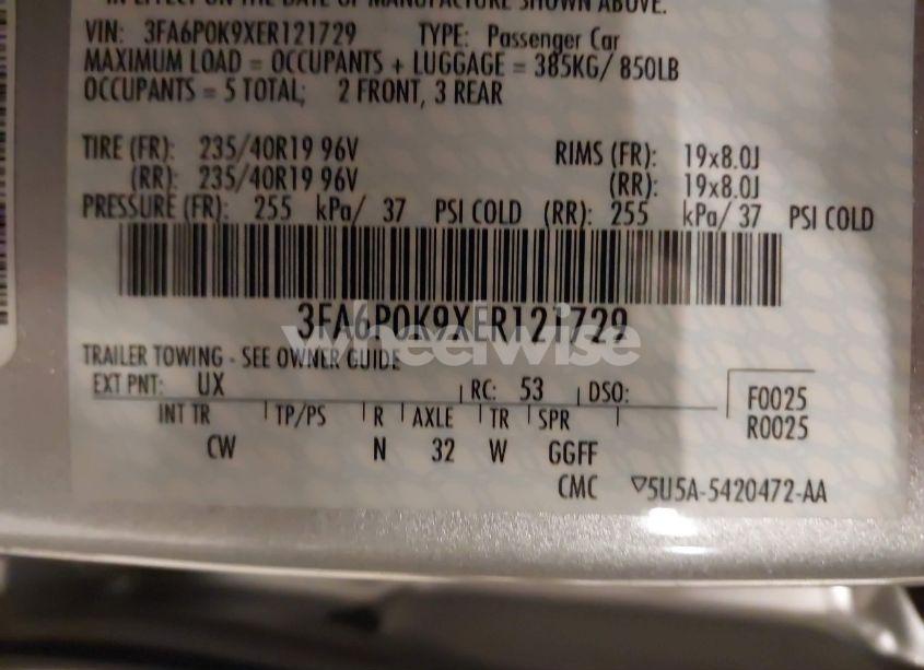 Photo 9 of 2014 Ford Fusion TITANIUM (VIN 3FA6P0K9XER121729)