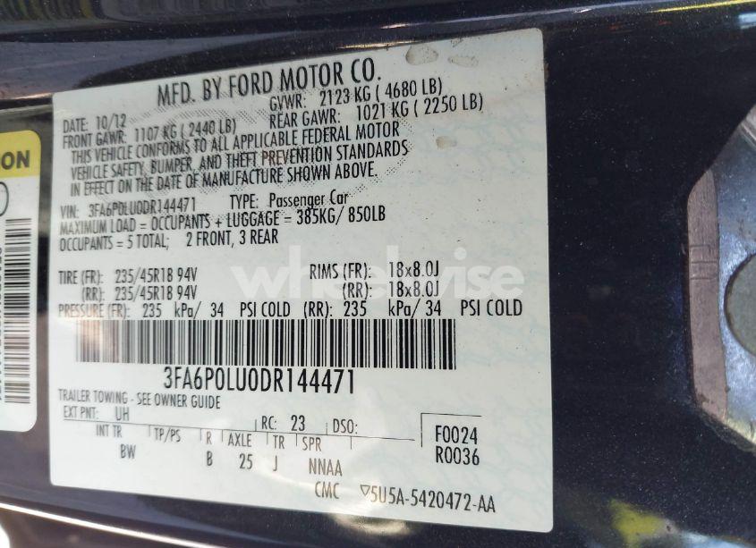 Photo 9 of 2013 Ford Fusion HYBRID SE (VIN 3FA6P0LU0DR144471)