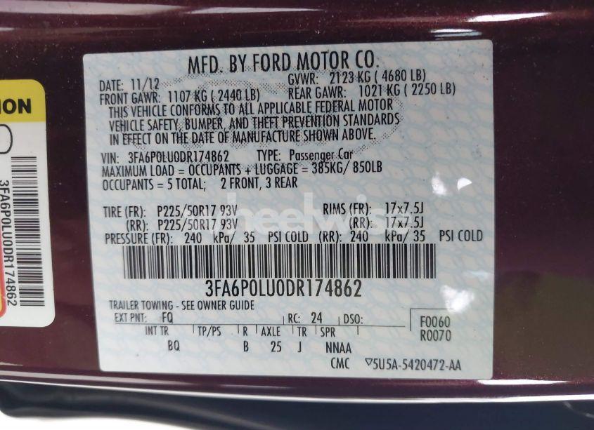 Photo 9 of 2013 Ford Fusion HYBRID SE (VIN 3FA6P0LU0DR174862)