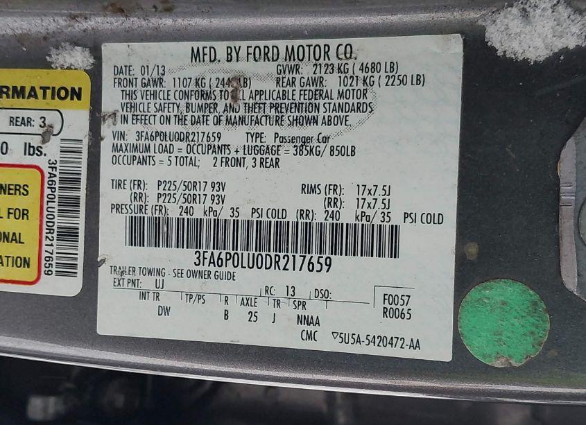 Photo 9 of 2013 Ford Fusion HYBRID SE (VIN 3FA6P0LU0DR217659)