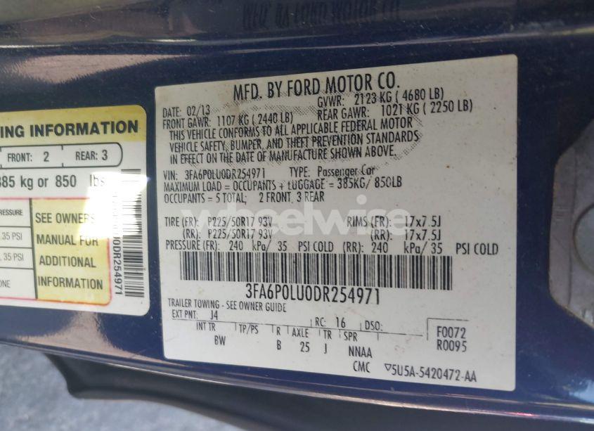 Photo 9 of 2013 Ford Fusion HYBRID SE (VIN 3FA6P0LU0DR254971)