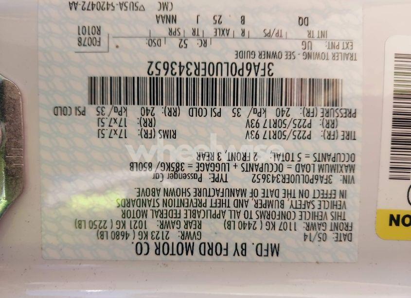 Photo 9 of 2014 Ford Fusion HYBRID SE (VIN 3FA6P0LU0ER343652)