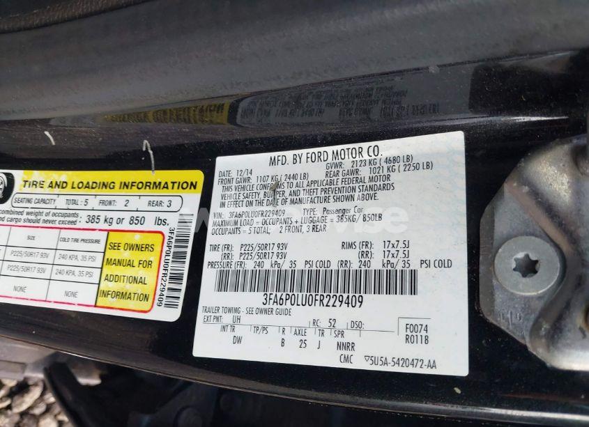 Photo 9 of 2015 Ford Fusion HYBRID SE (VIN 3FA6P0LU0FR229409)