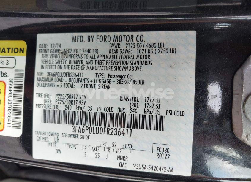 Photo 9 of 2015 Ford Fusion HYBRID SE (VIN 3FA6P0LU0FR236411)