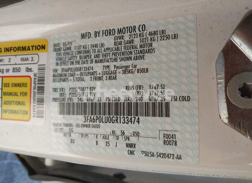 Photo 9 of 2016 Ford Fusion HYBRID SE (VIN 3FA6P0LU0GR133474)