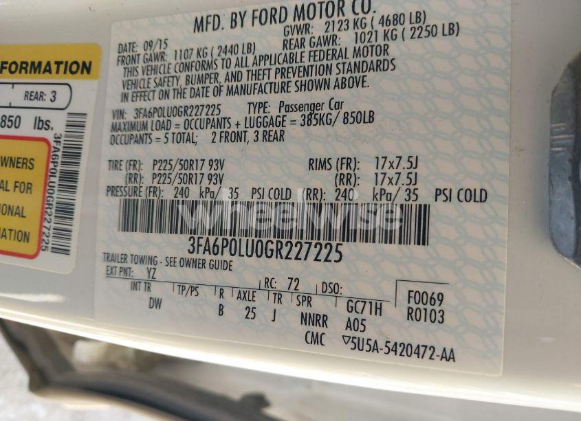 Photo 9 of 2016 Ford Fusion HYBRID SE (VIN 3FA6P0LU0GR227225)