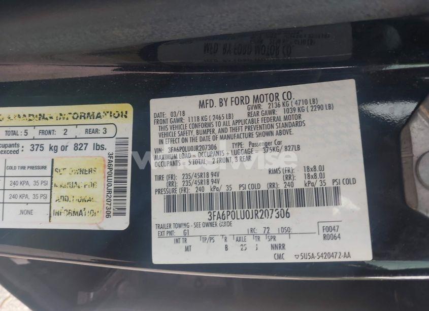 Photo 9 of 2018 Ford Fusion HYBRID SE (VIN 3FA6P0LU0JR207306)