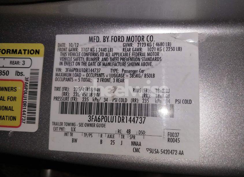 Photo 9 of 2013 Ford Fusion HYBRID SE (VIN 3FA6P0LU1DR144737)