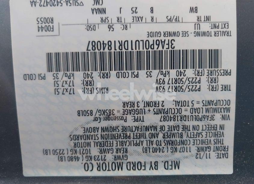 Photo 9 of 2013 Ford Fusion HYBRID SE (VIN 3FA6P0LU1DR184087)