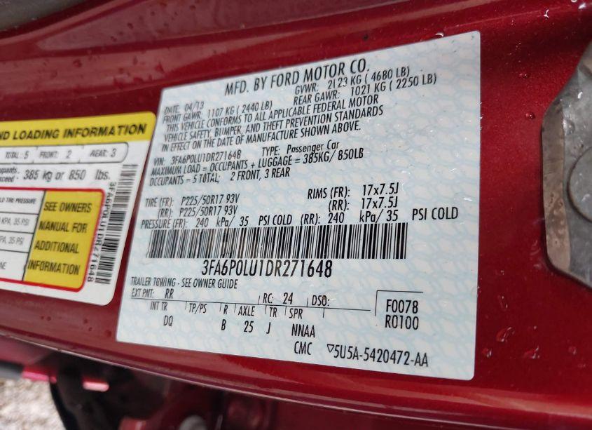 Photo 9 of 2013 Ford Fusion HYBRID SE (VIN 3FA6P0LU1DR271648)