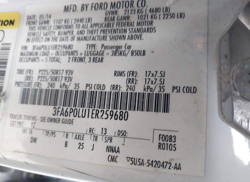 Photo 9 of 2014 Ford Fusion HYBRID SE (VIN 3FA6P0LU1ER259680)