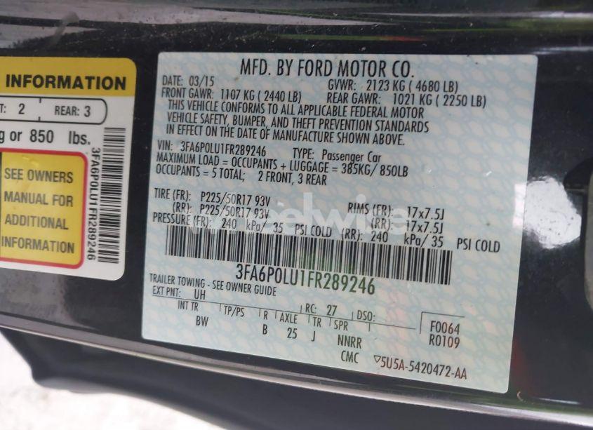 Photo 9 of 2015 Ford Fusion HYBRID SE (VIN 3FA6P0LU1FR289246)