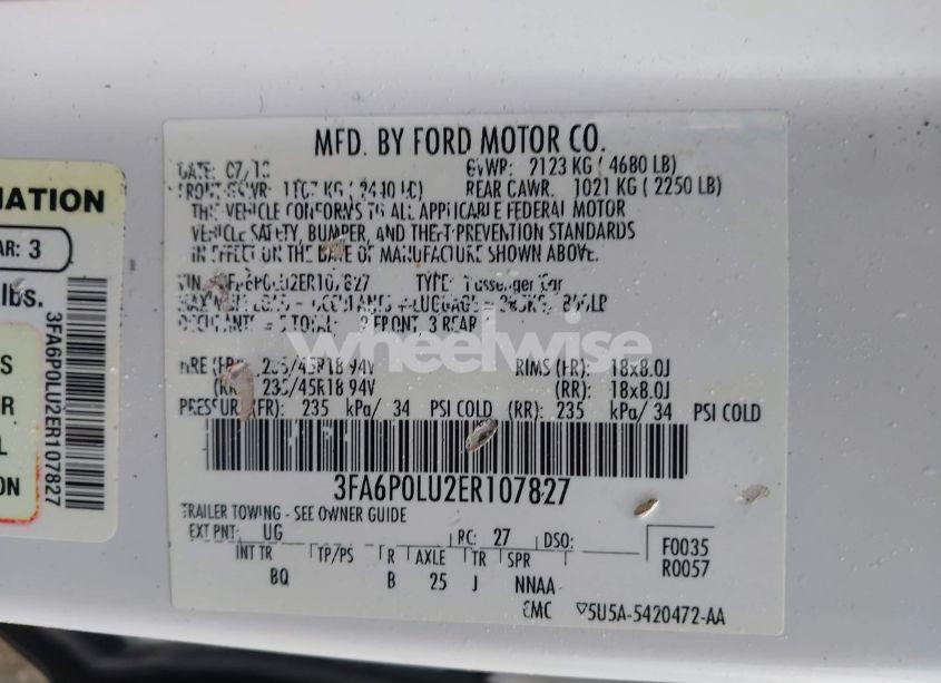 Photo 9 of 2014 Ford Fusion HYBRID SE (VIN 3FA6P0LU2ER107827)