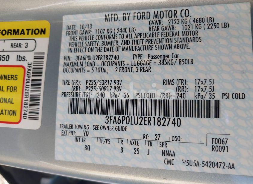 Photo 9 of 2014 Ford Fusion HYBRID SE (VIN 3FA6P0LU2ER182740)