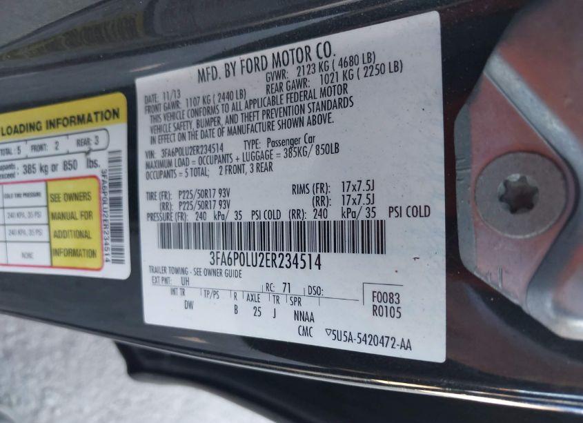 Photo 9 of 2014 Ford Fusion HYBRID SE (VIN 3FA6P0LU2ER234514)