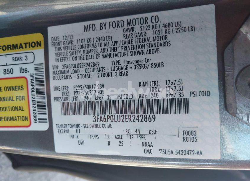 Photo 9 of 2014 Ford Fusion HYBRID SE (VIN 3FA6P0LU2ER242869)