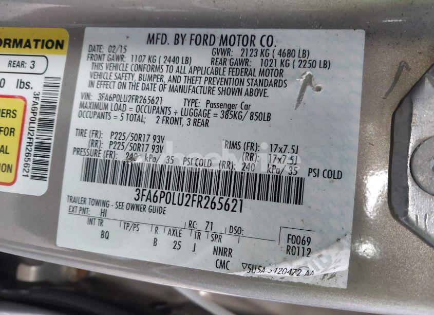 Photo 9 of 2015 Ford Fusion HYBRID SE (VIN 3FA6P0LU2FR265621)