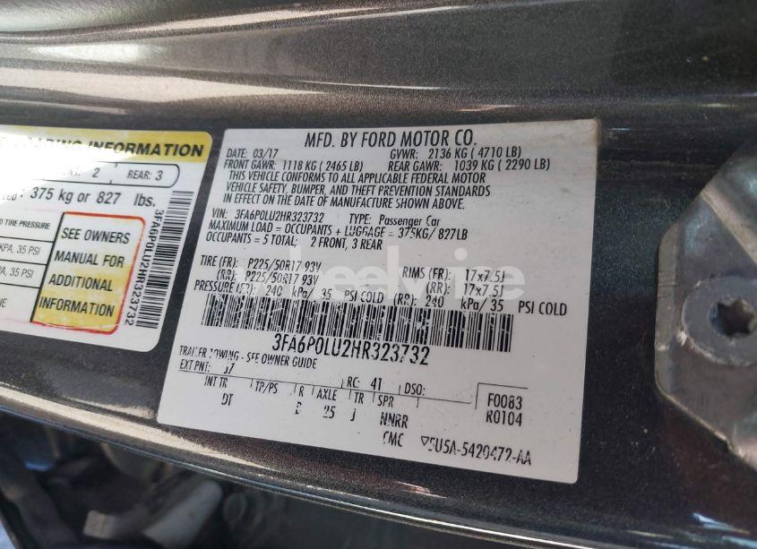 Photo 9 of 2017 Ford Fusion HYBRID SE (VIN 3FA6P0LU2HR323732)