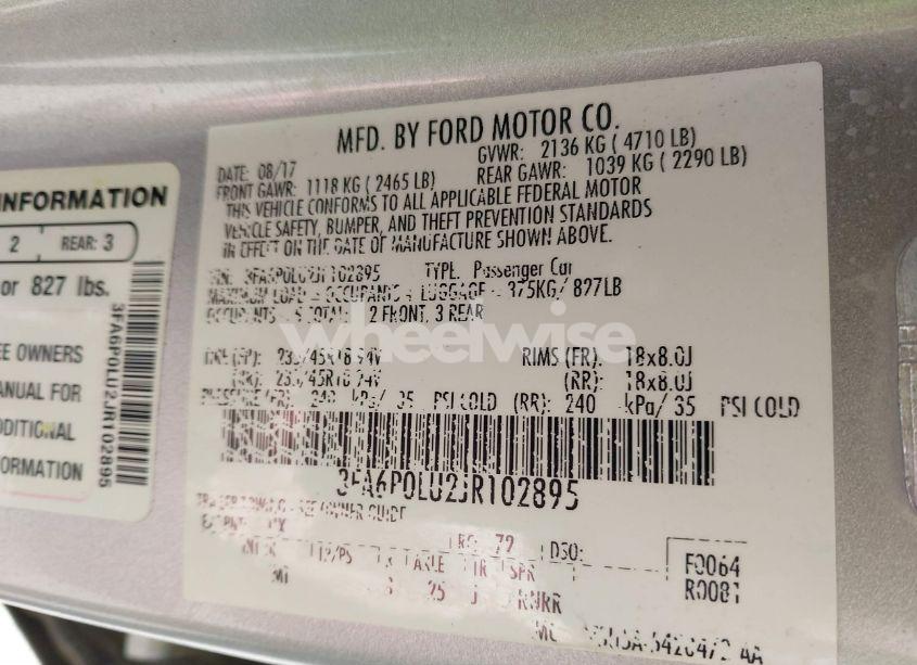 Photo 9 of 2018 Ford Fusion HYBRID SE (VIN 3FA6P0LU2JR102895)