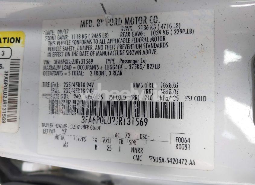 Photo 9 of 2018 Ford Fusion HYBRID SE (VIN 3FA6P0LU2JR131569)