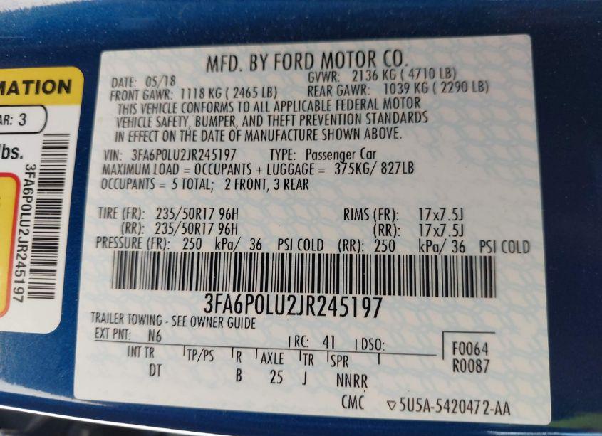 Photo 9 of 2018 Ford Fusion HYBRID SE (VIN 3FA6P0LU2JR245197)