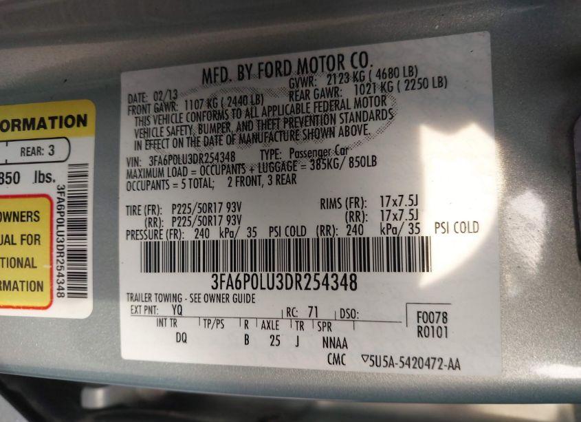 Photo 9 of 2013 Ford Fusion HYBRID SE (VIN 3FA6P0LU3DR254348)