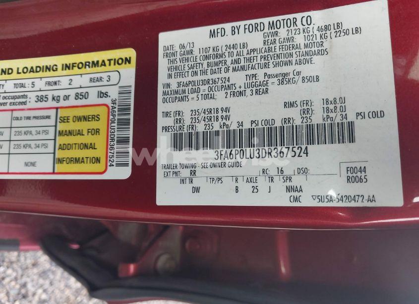 Photo 9 of 2013 Ford Fusion HYBRID SE (VIN 3FA6P0LU3DR367524)