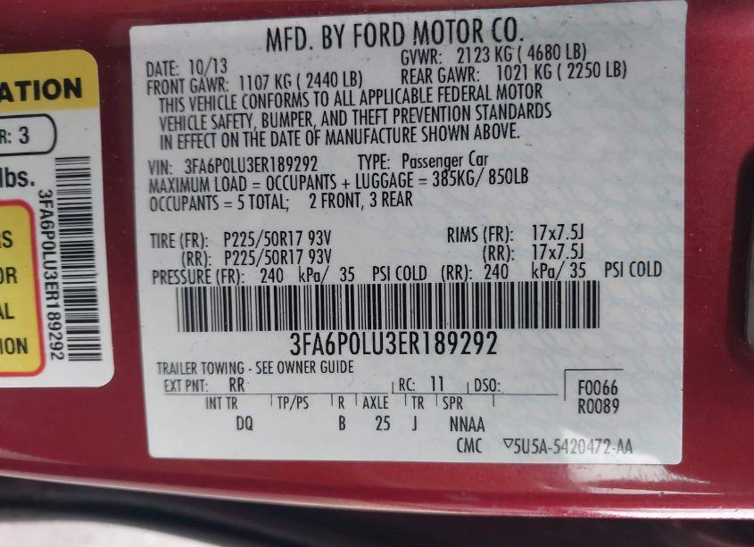 Photo 9 of 2014 Ford Fusion HYBRID SE (VIN 3FA6P0LU3ER189292)