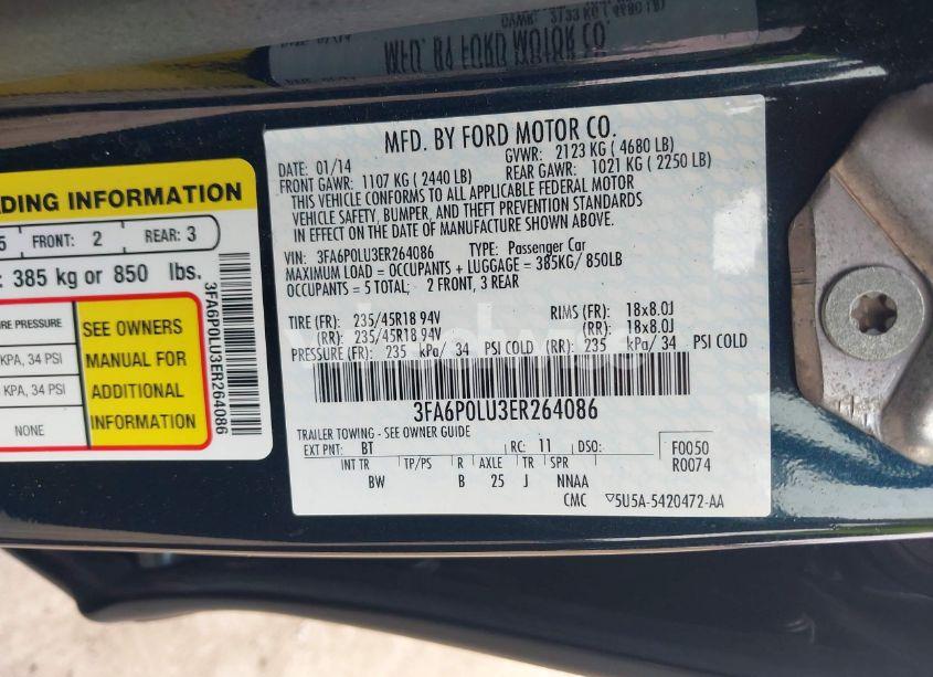 Photo 9 of 2014 Ford Fusion HYBRID SE (VIN 3FA6P0LU3ER264086)