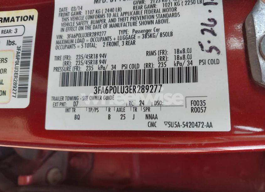 Photo 9 of 2014 Ford Fusion HYBRID SE (VIN 3FA6P0LU3ER289277)