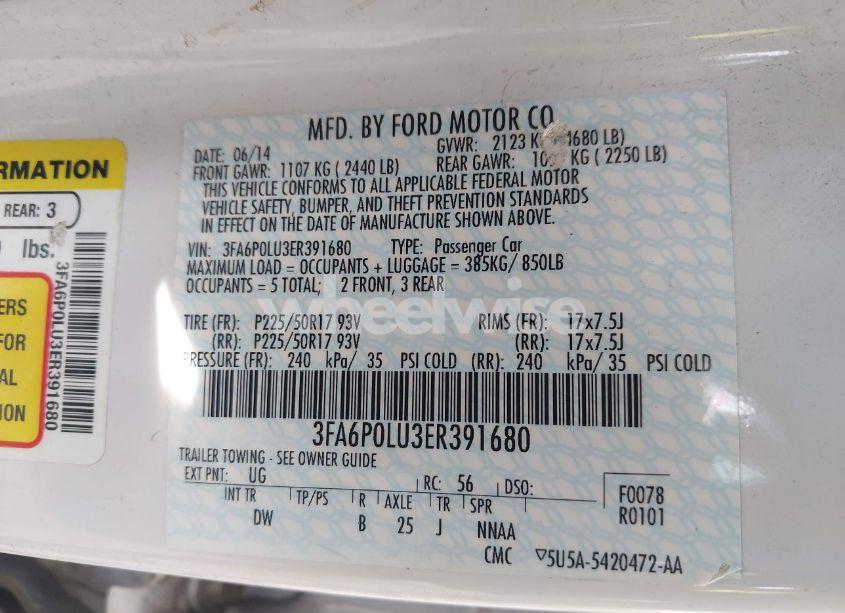 Photo 9 of 2014 Ford Fusion HYBRID SE (VIN 3FA6P0LU3ER391680)