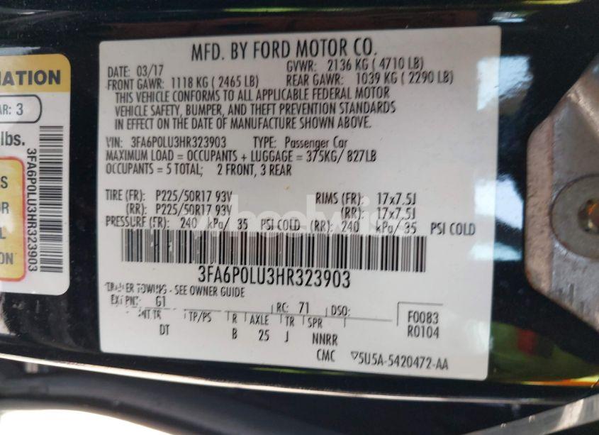 Photo 9 of 2017 Ford Fusion HYBRID SE (VIN 3FA6P0LU3HR323903)