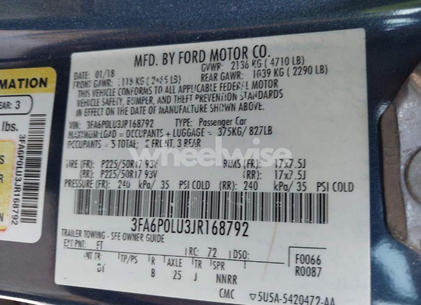 Photo 9 of 2018 Ford Fusion HYBRID SE (VIN 3FA6P0LU3JR168792)