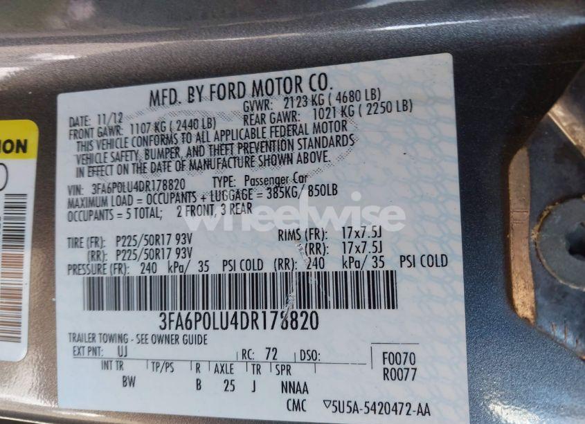 Photo 9 of 2013 Ford Fusion HYBRID SE (VIN 3FA6P0LU4DR178820)
