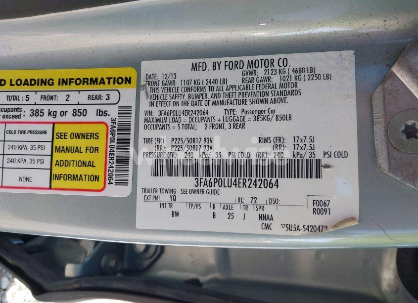 Photo 9 of 2014 Ford Fusion HYBRID SE (VIN 3FA6P0LU4ER242064)