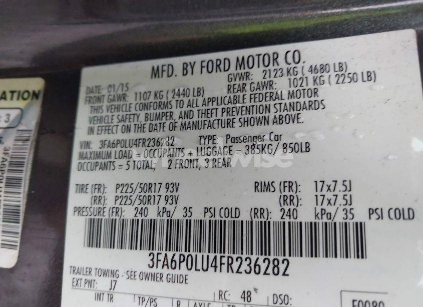 Photo 9 of 2015 Ford Fusion HYBRID SE (VIN 3FA6P0LU4FR236282)
