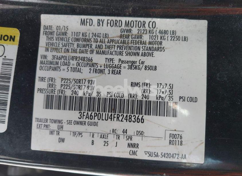Photo 9 of 2015 Ford Fusion HYBRID SE (VIN 3FA6P0LU4FR248366)